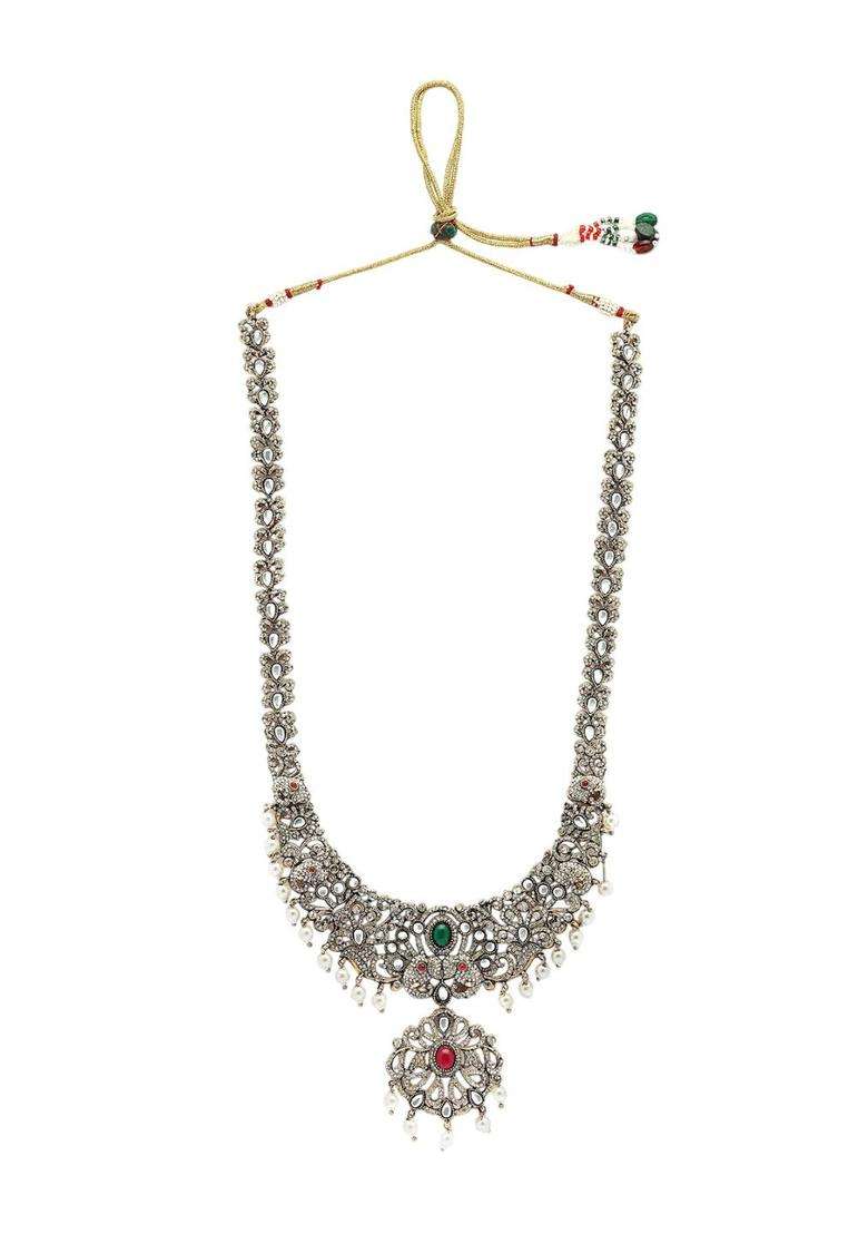 Gold-Plated Artificial Stones-Studded & Beaded Temple Jewellery Set for Women | Traditional Temple Jewellery for Wedding & Festive Wear | Gift for Her - Indya