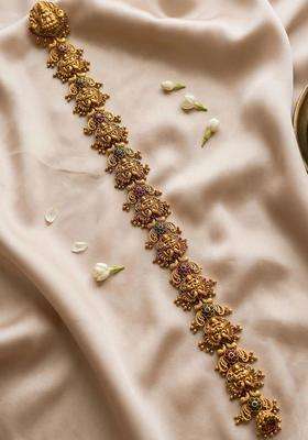 Gold-Plated Artificial Stones Studded Sheeshphool Head Jewellery for Women | Traditional Temple Jewellery for Wedding & Festive Wear | Gift for Her