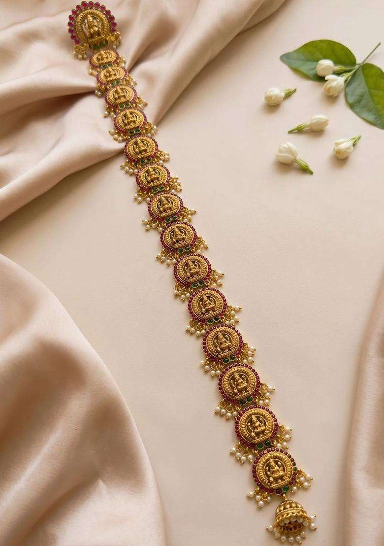 Gold-Plated Artificial Stones Studded Head Chains Head Jewellery for Women | Traditional Temple Jewellery for Wedding & Festive Wear | Gift for Her - Indya