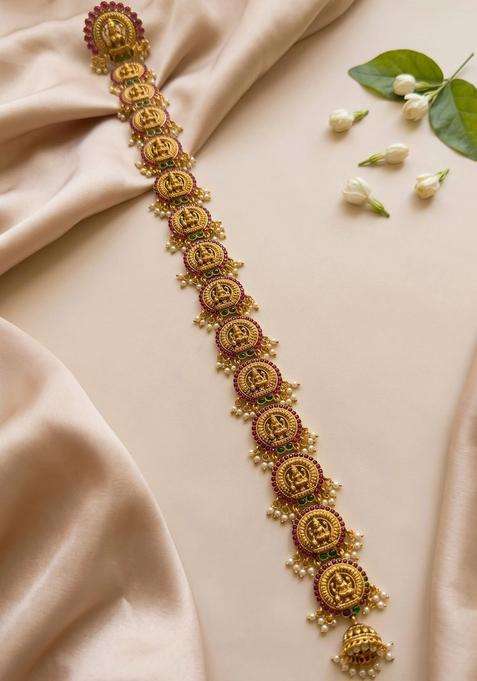 Gold-Plated Artificial Stones Studded Head Chains Head Jewellery for Women | Traditional Temple Jewellery for Wedding & Festive Wear | Gift for Her