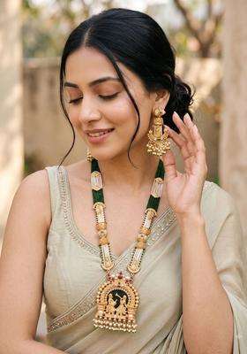 Gold-Plated Temple Kundan Pack of 1 Jewellery Set for Women | Traditional Temple Jewellery for Wedding & Festive Wear | Gift for Her