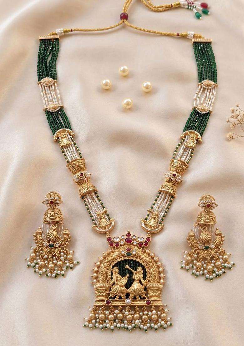 Gold-Plated Temple Kundan Pack of 1 Jewellery Set for Women | Traditional Temple Jewellery for Wedding & Festive Wear | Gift for Her - Indya