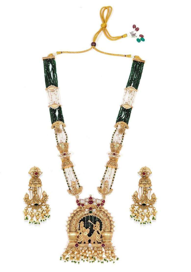 Gold-Plated Temple Kundan Pack of 1 Jewellery Set for Women | Traditional Temple Jewellery for Wedding & Festive Wear | Gift for Her - Indya