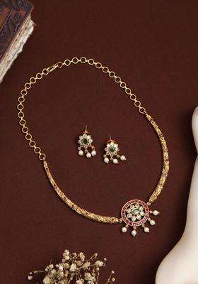 Gold-Plated Kemp Flower Hasli Choker for Women | Traditional Temple Jewellery for Wedding & Festive Wear | Gift for Her