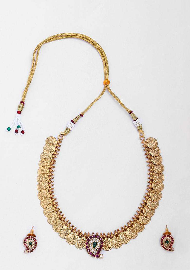 Gold-Plated Goddess Coin Manga Choker for Women | Traditional Temple Jewellery for Wedding & Festive Wear | Gift for Her - Indya