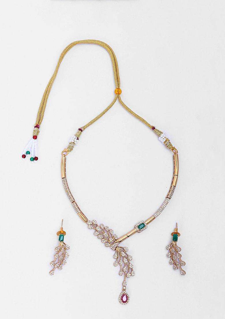Gold-Plated Leafy Party Wear Hasli Choker for Women | Traditional Temple Jewellery for Wedding & Festive Wear | Gift for Her - Indya