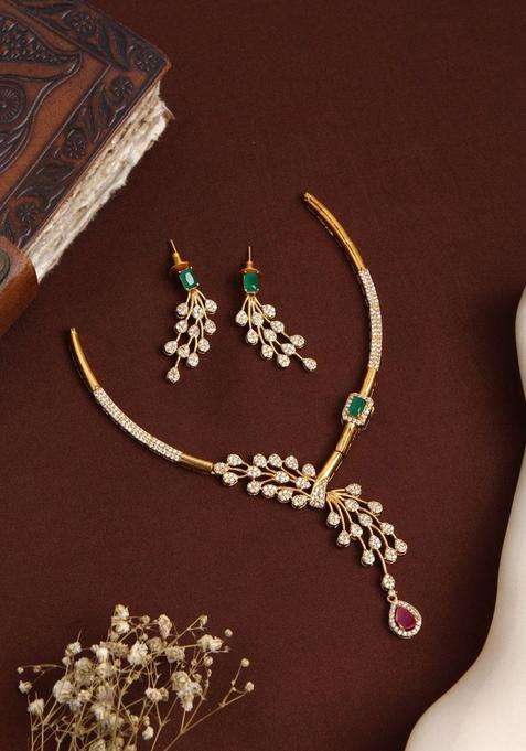 Gold-Plated Leafy Party Wear Hasli Choker for Women | Traditional Temple Jewellery for Wedding & Festive Wear | Gift for Her