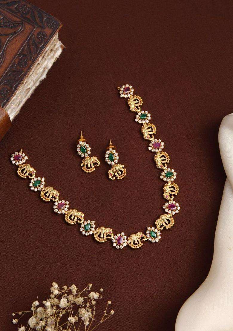 Gold-Plated Thilak Elephant Multi Choker for Women | Traditional Temple Jewellery for Wedding & Festive Wear | Gift for Her - Indya