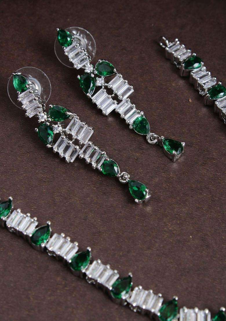Silver-Plated Stone-Studded Jewellery Set for Women | Traditional Temple Jewellery for Wedding & Festive Wear | Gift for Her - Indya