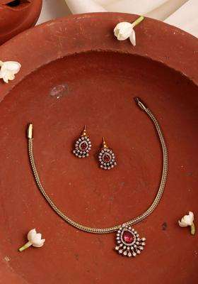 Gold-Plated Leela Thilak Ruby Choker for Women | Traditional Temple Jewellery for Wedding & Festive Wear | Gift for Her