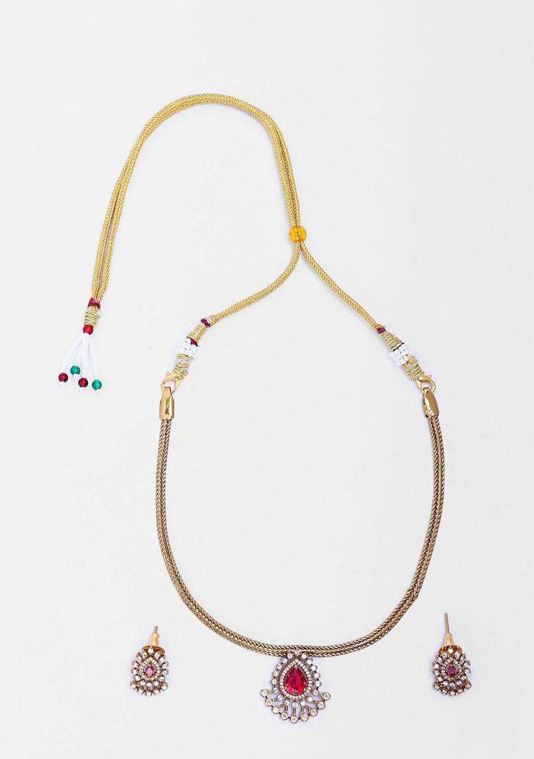 Gold-Plated Leela Thilak Ruby Choker for Women | Traditional Temple Jewellery for Wedding & Festive Wear | Gift for Her - Indya