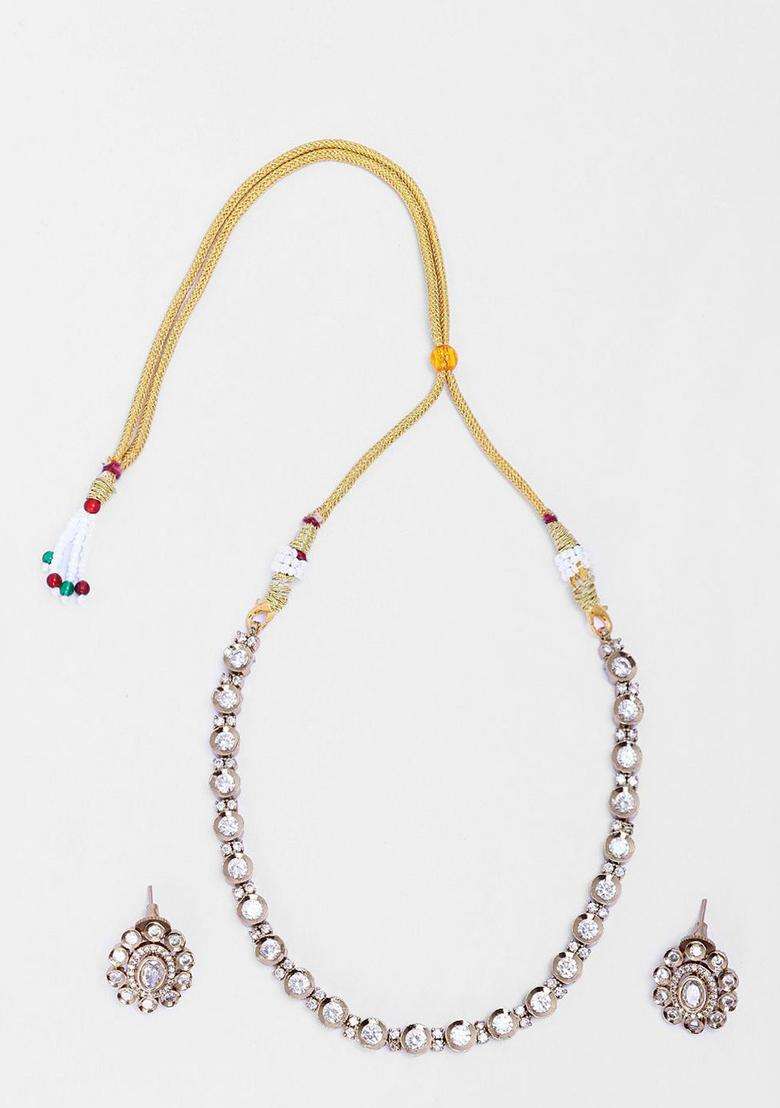 Gold-Plated Single Line AD Choker for Women | Traditional Temple Jewellery for Wedding & Festive Wear | Gift for Her - Indya