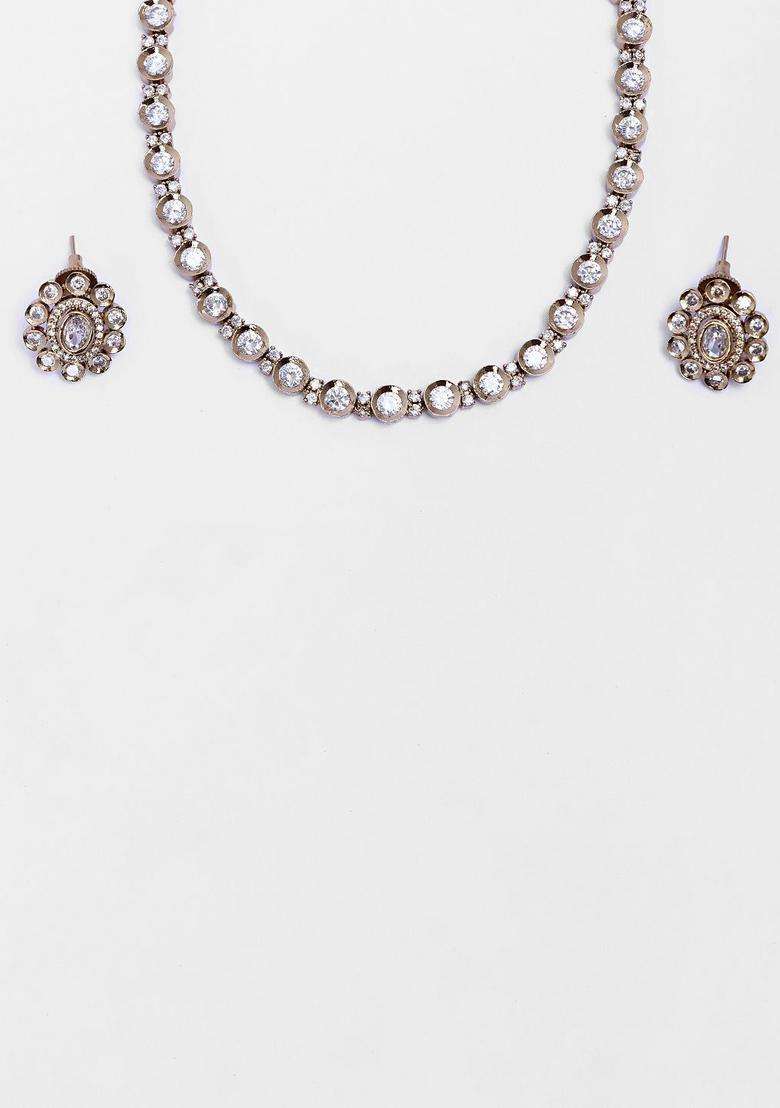 Gold-Plated Single Line AD Choker for Women | Traditional Temple Jewellery for Wedding & Festive Wear | Gift for Her - Indya