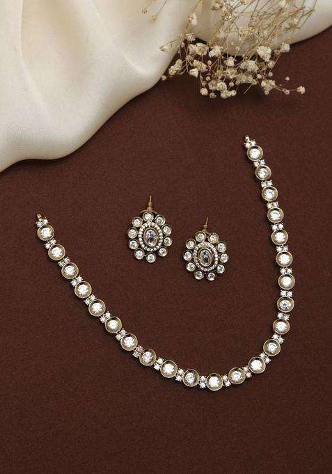Gold-Plated Single Line AD Choker for Women | Traditional Temple Jewellery for Wedding & Festive Wear | Gift for Her