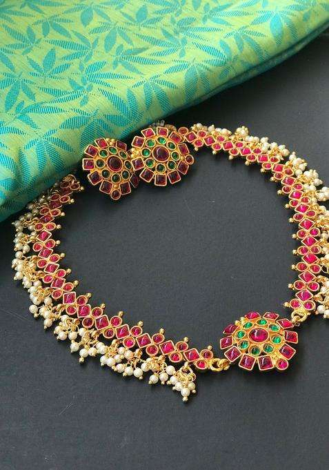 Gold-Plated Kemp Choker Necklace Set with Earrings for Women | Traditional Temple Jewellery for Wedding & Festive Wear | Gift for Her