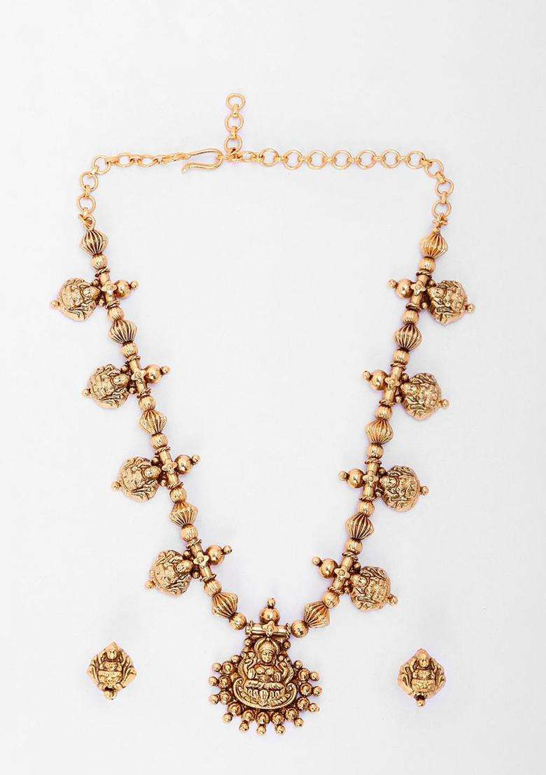 Gold-Plated Goddess Pendant Choker for Women | Traditional Temple Jewellery for Wedding & Festive Wear | Gift for Her - Indya