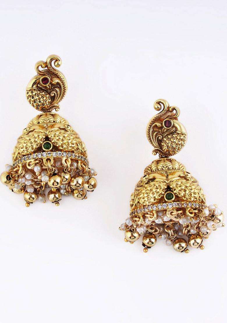 Nakshi Antique Gold-Plated Goddess Artificial Stones Studded Haram Jewellery Set for Women | Traditional Temple Jewellery for Wedding & Festive Wear | Gift for Her - Indya