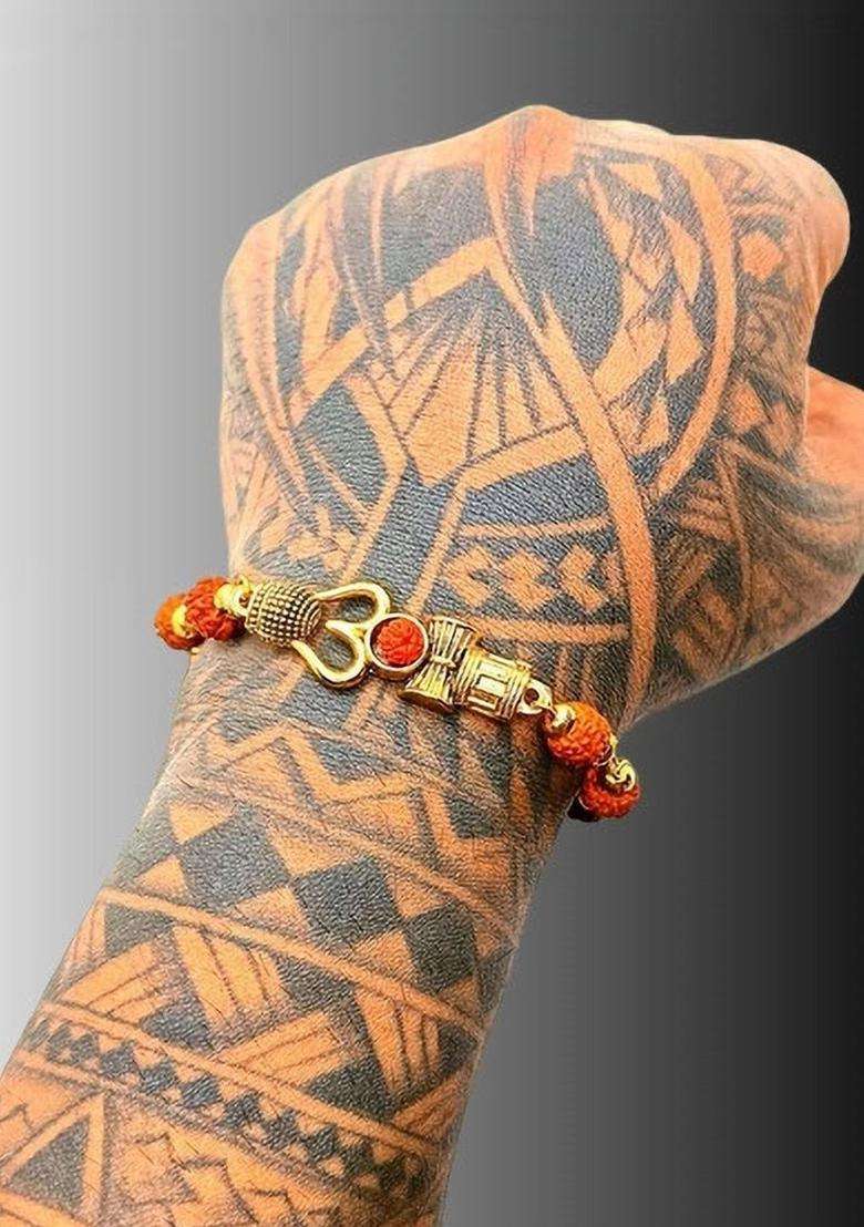 Temple Gold-Plated Link Bracelet for Men | Traditional Temple Jewellery for Wedding & Festive Wear | Gift for Him - Indya