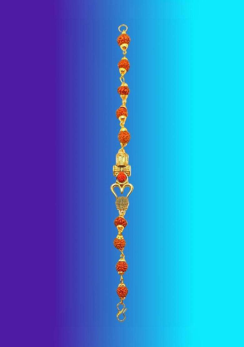 Temple Gold-Plated Link Bracelet for Men | Traditional Temple Jewellery for Wedding & Festive Wear | Gift for Him - Indya