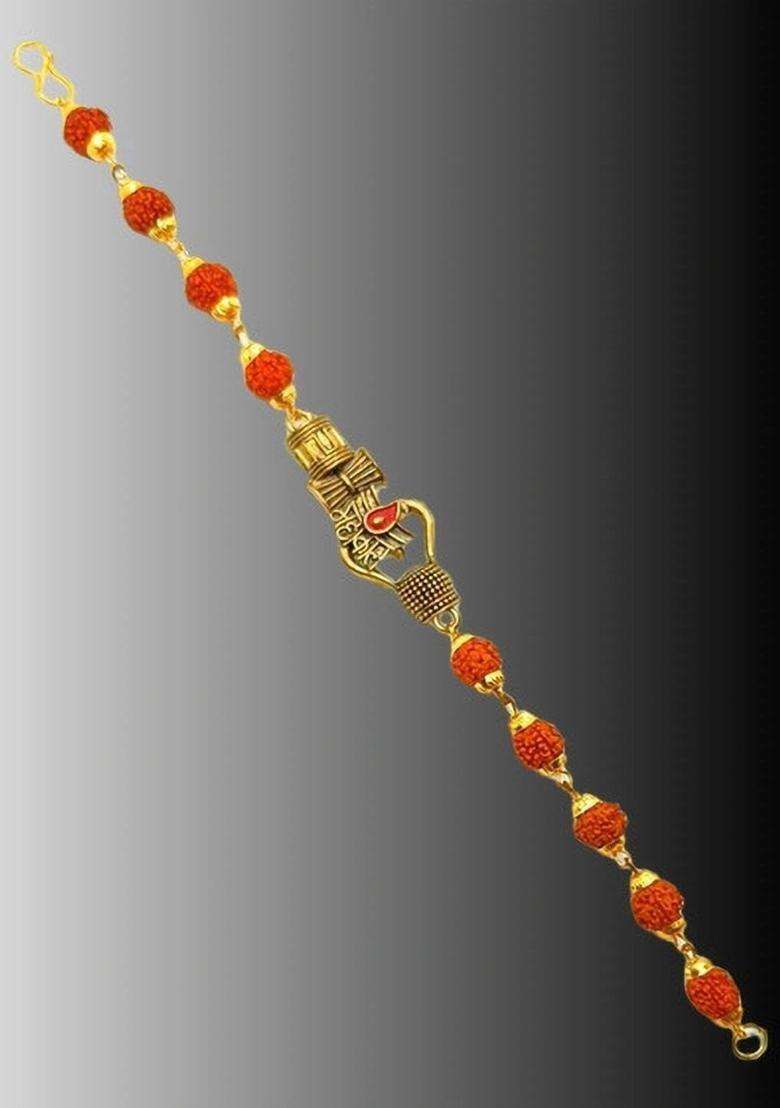 Oxidised Gold-Plated Multistrand Bracelet for Men & Women | Traditional Temple Jewellery for Wedding & Festive Wear | Festive Gift - Indya