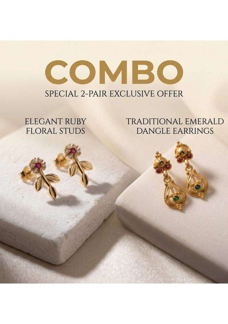Gold-Plated Teardrop Shaped Drop Earrings for Women | Traditional Temple Jewellery for Wedding & Festive Wear | Gift for Her - Indya