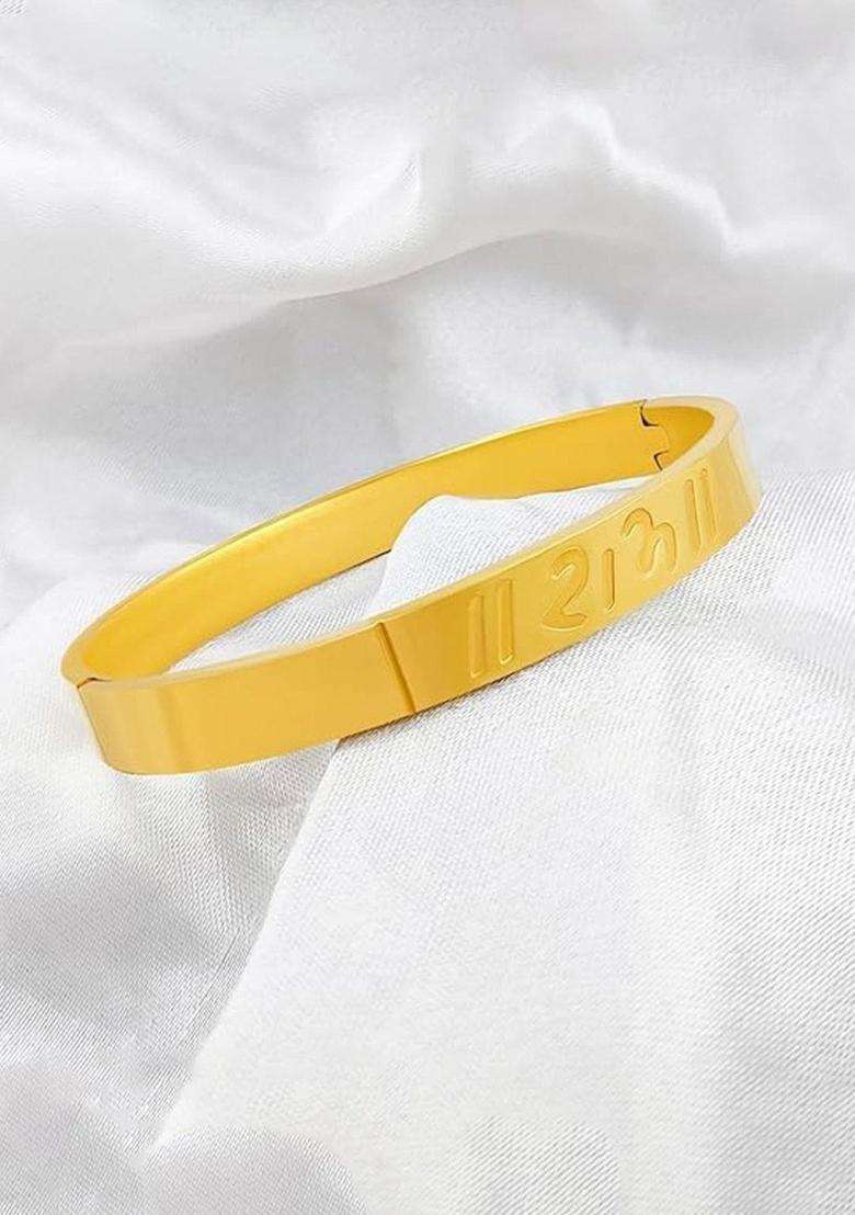 Gold-Plated Stainless Steel Bangle-Style Bracelet for Men & Women | Stylish Party & Everyday Wear | Festive Gift - Indya