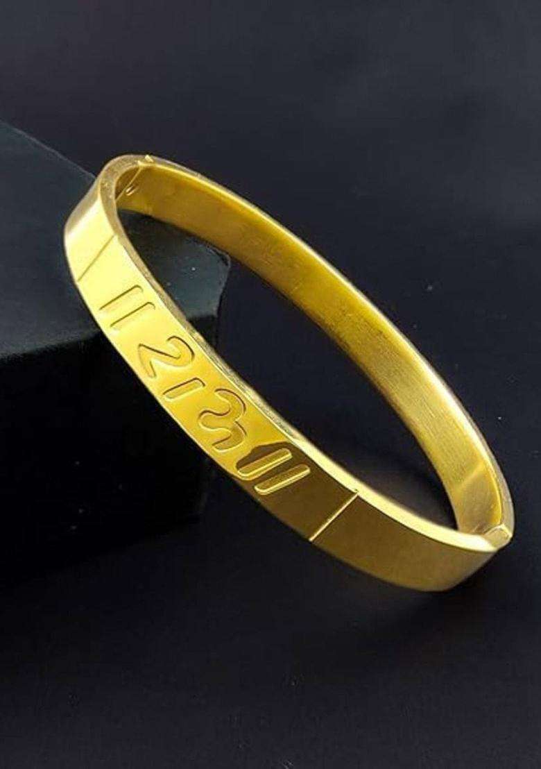Gold-Plated Stainless Steel Bangle-Style Bracelet for Men & Women | Stylish Party & Everyday Wear | Festive Gift - Indya