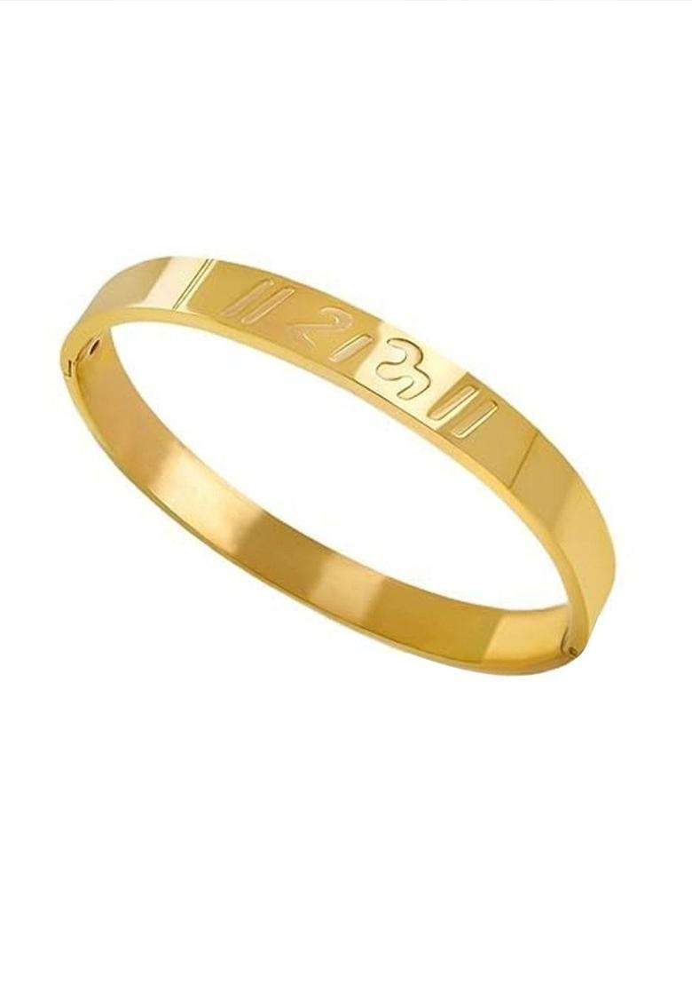 Gold-Plated Stainless Steel Bangle-Style Bracelet for Men & Women | Stylish Party & Everyday Wear | Festive Gift - Indya