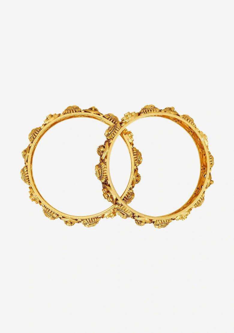 Set of 2 Gold-Plated Temple Bangles for Women | Traditional Temple Jewellery for Wedding & Festive Wear | Gift for Her - Indya