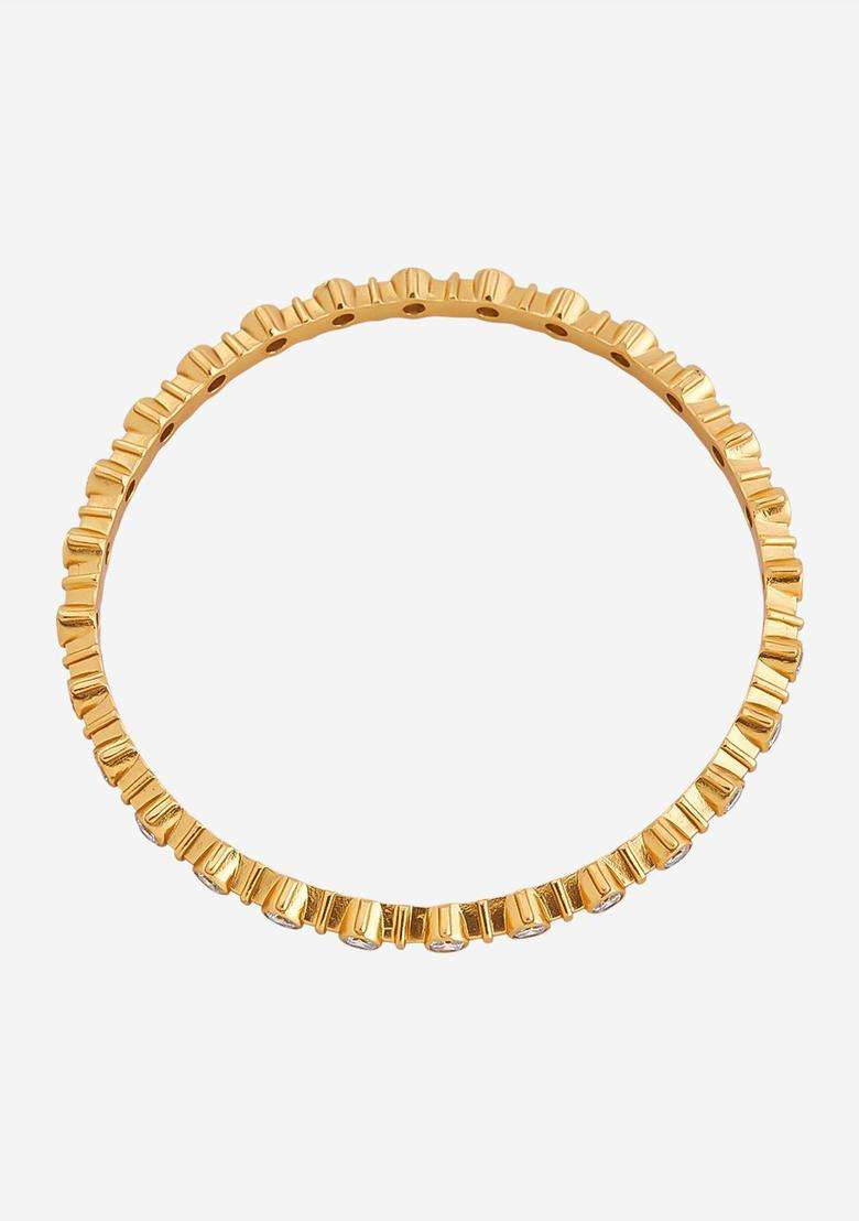 Set of 2 92.5 Pure Silver Gold-Plated Temple Bangles for Women | Traditional Temple Jewellery for Wedding & Festive Wear | Gift for Her - Indya