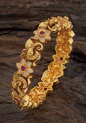 Gold-Plated Embellished Bridal Red Bangle for Women | Traditional Temple Jewellery for Wedding & Festive Wear | Gift for Her