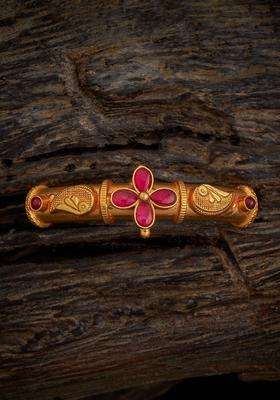 Embellished Bridal 92.5 Silver Gold-Plated Temple Bangle for Women | Traditional Temple Jewellery for Wedding & Festive Wear | Gift for Her