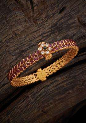 92.5 Pure Silver Gold-Plated Temple Bangle for Women | Traditional Temple Jewellery for Wedding & Festive Wear | Gift for Her