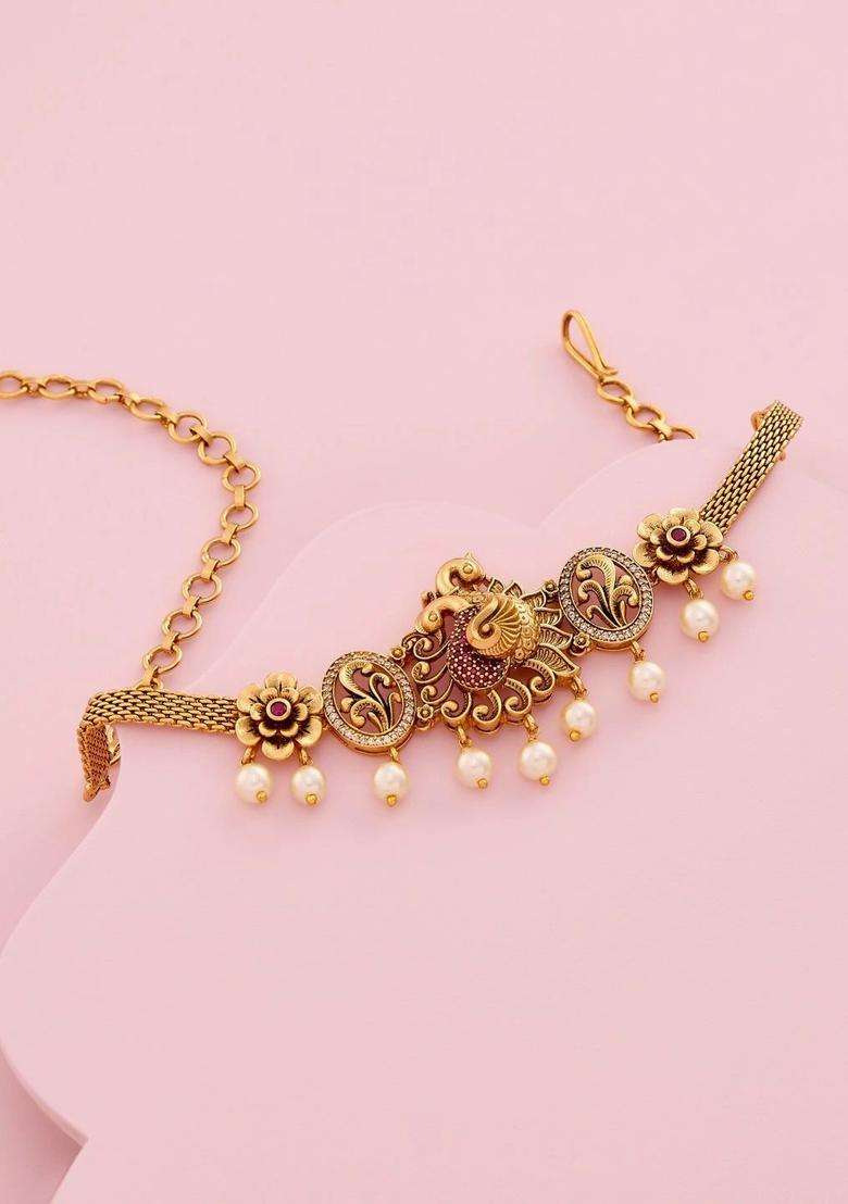 Temple Gold-Plated Armlet Bracelet for Women | Traditional Temple Jewellery for Wedding & Festive Wear | Gift for Her - Indya