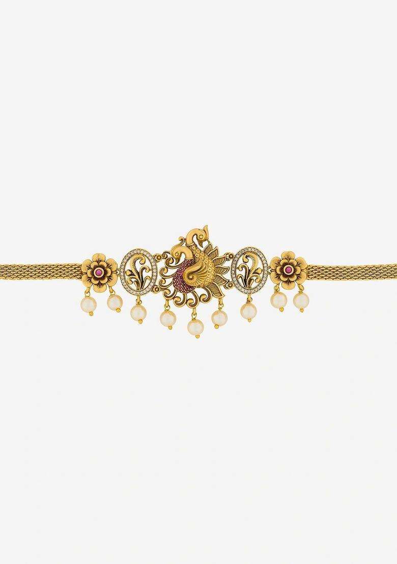 Temple Gold-Plated Armlet Bracelet for Women | Traditional Temple Jewellery for Wedding & Festive Wear | Gift for Her - Indya