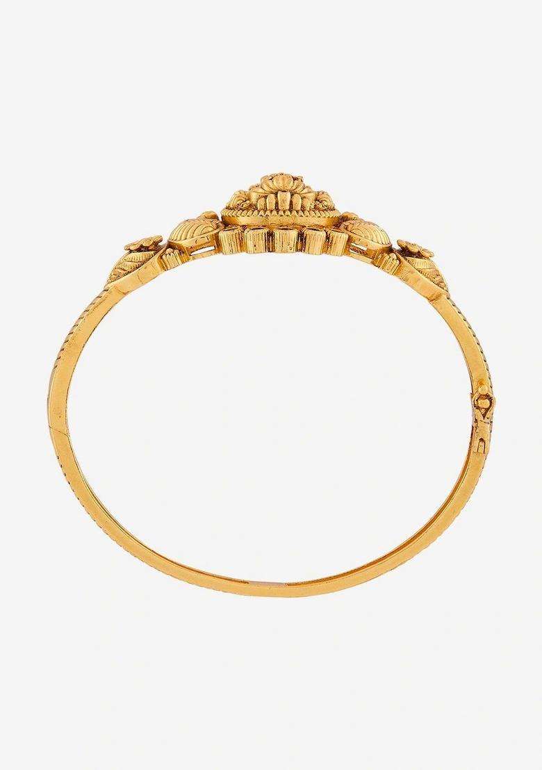 Temple Gold-Plated Bangle-Style Bracelet for Women | Traditional Temple Jewellery for Wedding & Festive Wear | Gift for Her - Indya