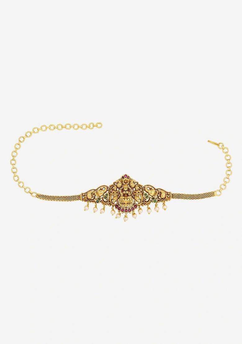 Temple Gold-Plated Bangle-Style Bracelet for Women | Traditional Temple Jewellery for Wedding & Festive Wear | Gift for Her - Indya