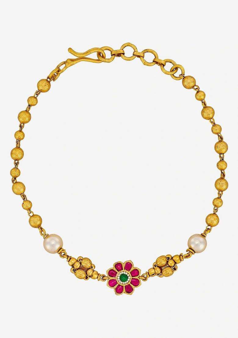 Temple Gold-Plated Link Bracelet for Women | Traditional Temple Jewellery for Wedding & Festive Wear | Gift for Her - Indya