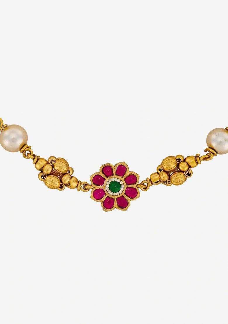 Temple Gold-Plated Link Bracelet for Women | Traditional Temple Jewellery for Wedding & Festive Wear | Gift for Her - Indya
