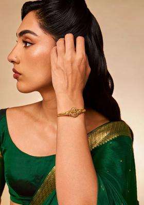 Temple Gold-Plated Bangle-Style Bracelet for Women | Traditional Temple Jewellery for Wedding & Festive Wear | Gift for Her