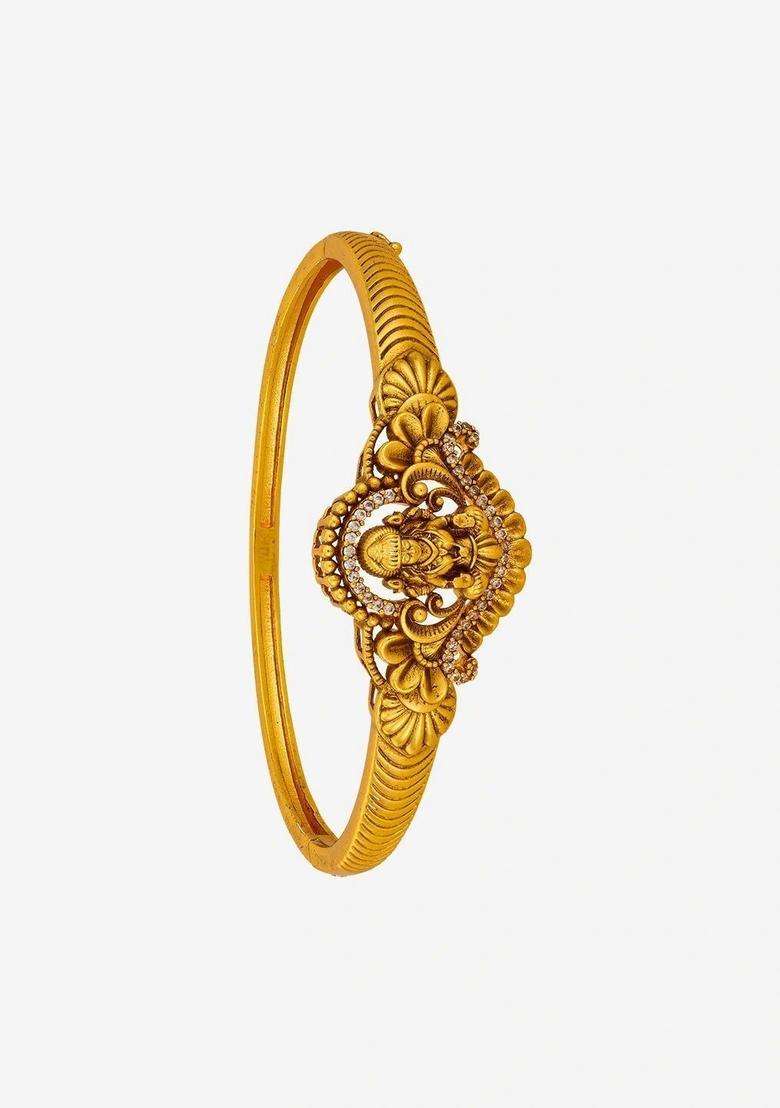Temple Gold-Plated Bangle-Style Bracelet for Women | Traditional Temple Jewellery for Wedding & Festive Wear | Gift for Her - Indya