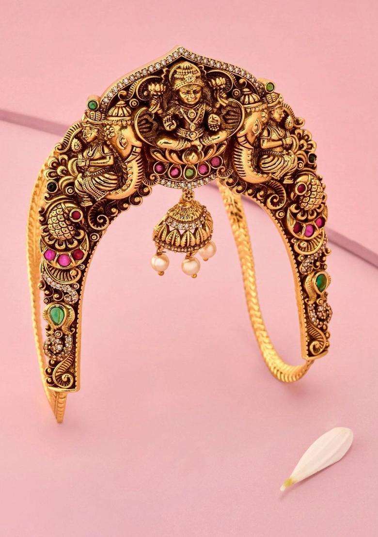 Temple Gold-Plated Armlet Bracelet for Women | Traditional Temple Jewellery for Wedding & Festive Wear | Gift for Her - Indya