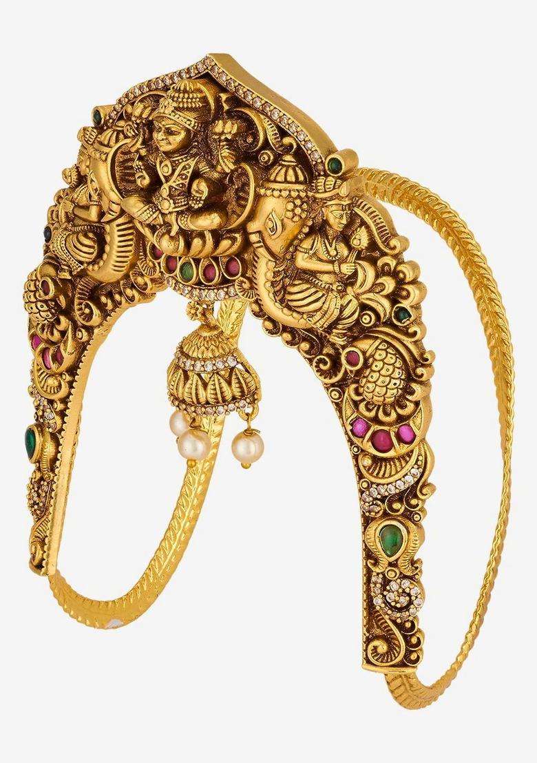 Temple Gold-Plated Armlet Bracelet for Women | Traditional Temple Jewellery for Wedding & Festive Wear | Gift for Her - Indya