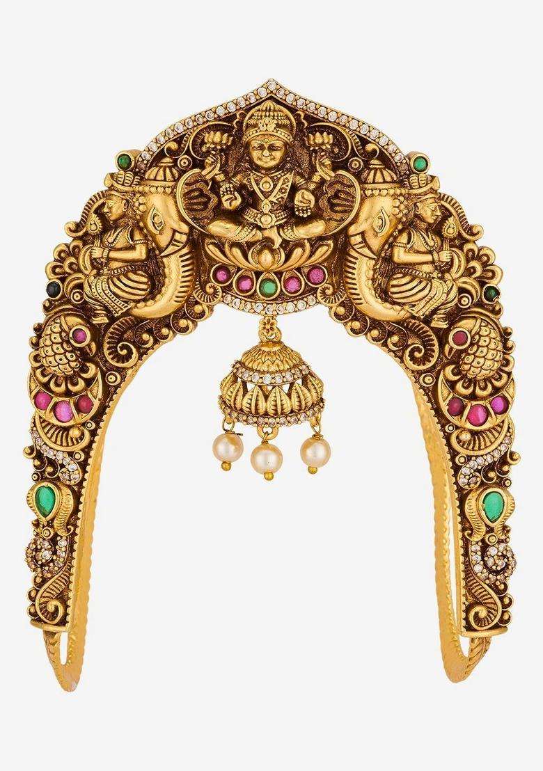 Temple Gold-Plated Armlet Bracelet for Women | Traditional Temple Jewellery for Wedding & Festive Wear | Gift for Her - Indya