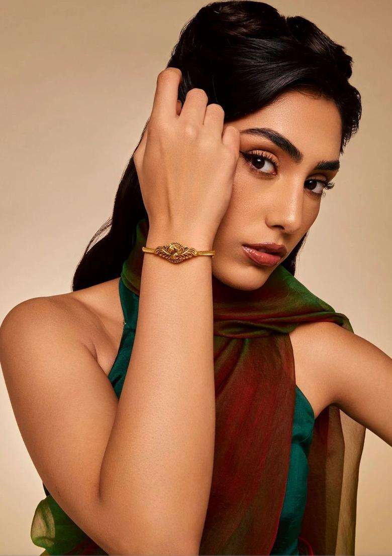 Temple Gold-Plated Bangle-Style Bracelet for Women | Traditional Temple Jewellery for Wedding & Festive Wear | Gift for Her - Indya