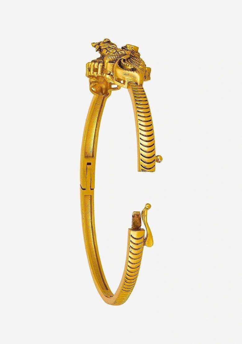 Temple Gold-Plated Bangle-Style Bracelet for Women | Traditional Temple Jewellery for Wedding & Festive Wear | Gift for Her - Indya