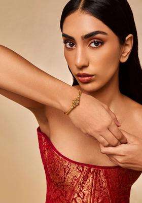 Temple Gold-Plated Bangle-Style Bracelet for Women | Traditional Temple Jewellery for Wedding & Festive Wear | Gift for Her
