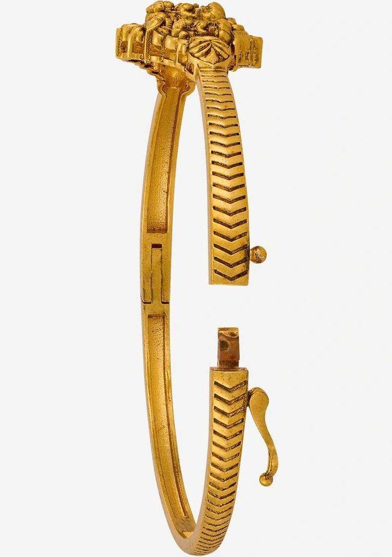 Temple Gold-Plated Bangle-Style Bracelet for Women | Traditional Temple Jewellery for Wedding & Festive Wear | Gift for Her - Indya