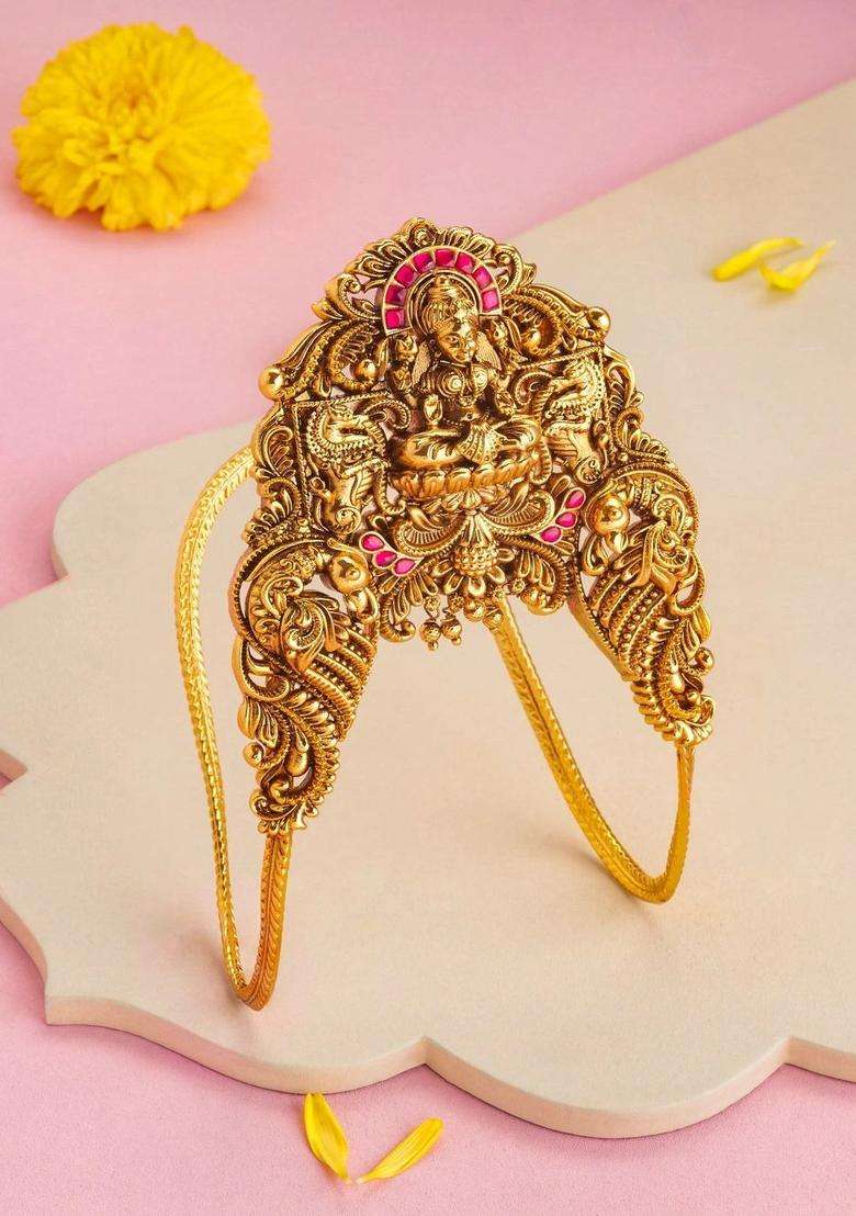 Temple Gold-Plated Armlet Bracelet for Women | Traditional Temple Jewellery for Wedding & Festive Wear | Gift for Her - Indya