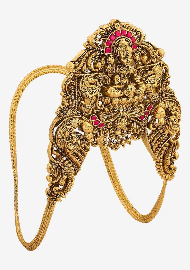 Temple Gold-Plated Armlet Bracelet for Women | Traditional Temple Jewellery for Wedding & Festive Wear | Gift for Her - Indya